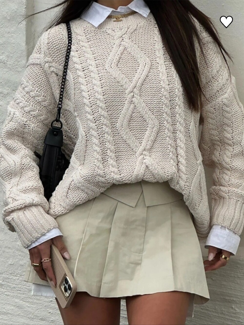 NWT Princess Polly Anaya Oversized Cream Cable Knit Crewneck Sweater XS/S